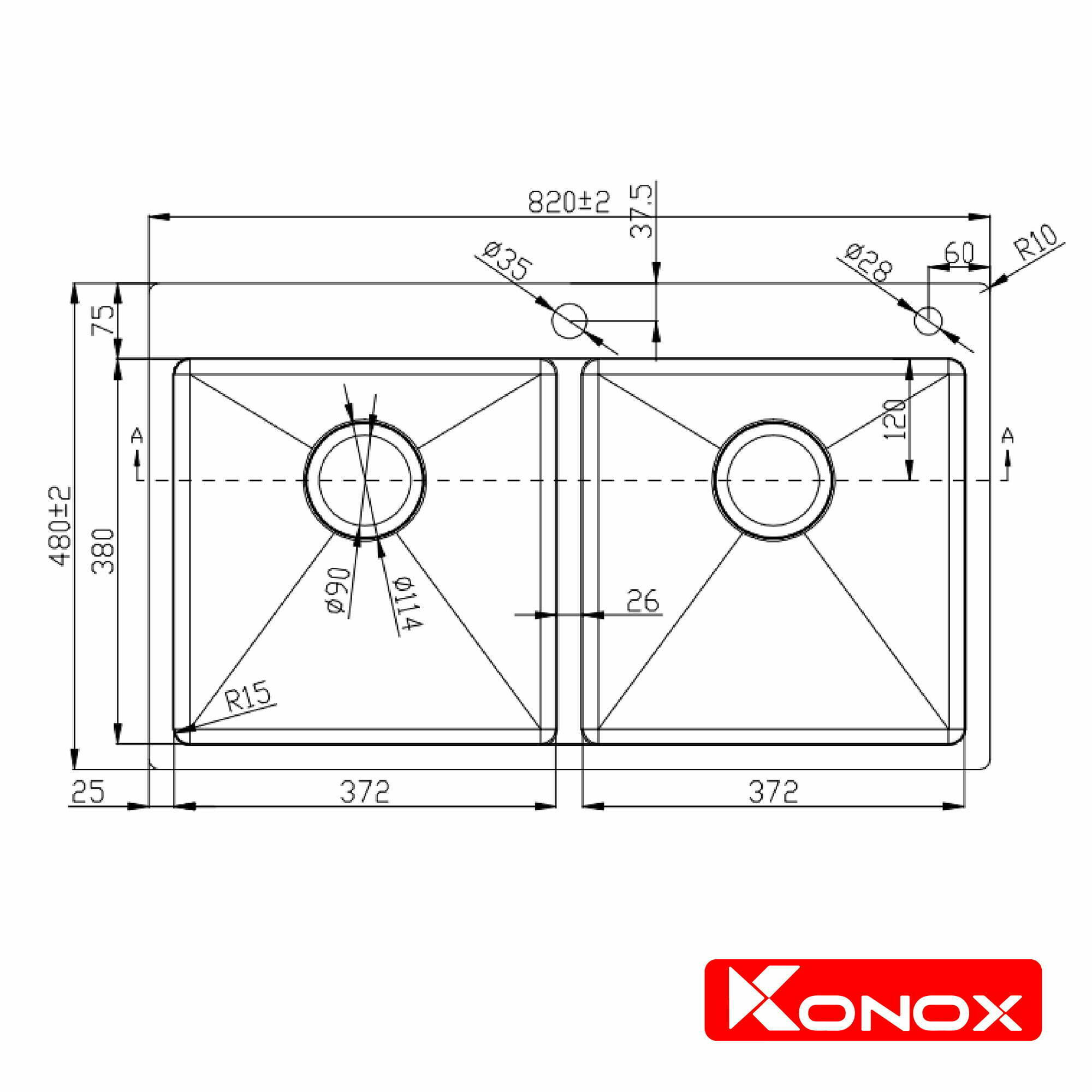 Chậu Rửa Bát Inox KONOX Overmount sink KN8248DOB
