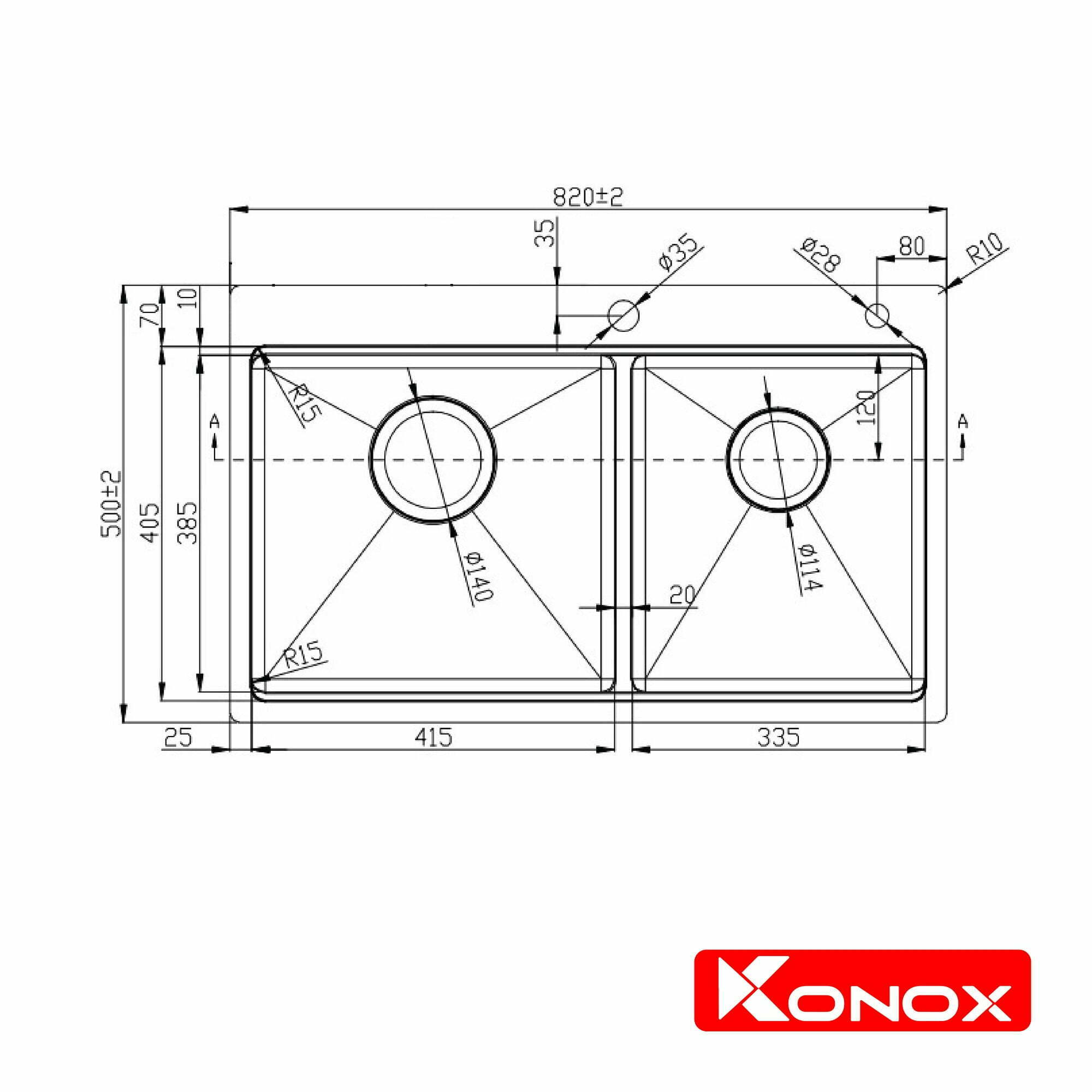 Chậu Rửa Bát Inox KONOX Workstation – Topmount sink KN8250TD